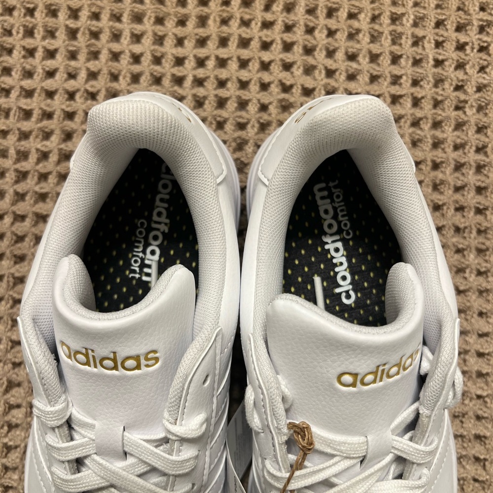 adidas White Grand Court 2.0 Sneakers with Gold Accent - Picture 6 of 12